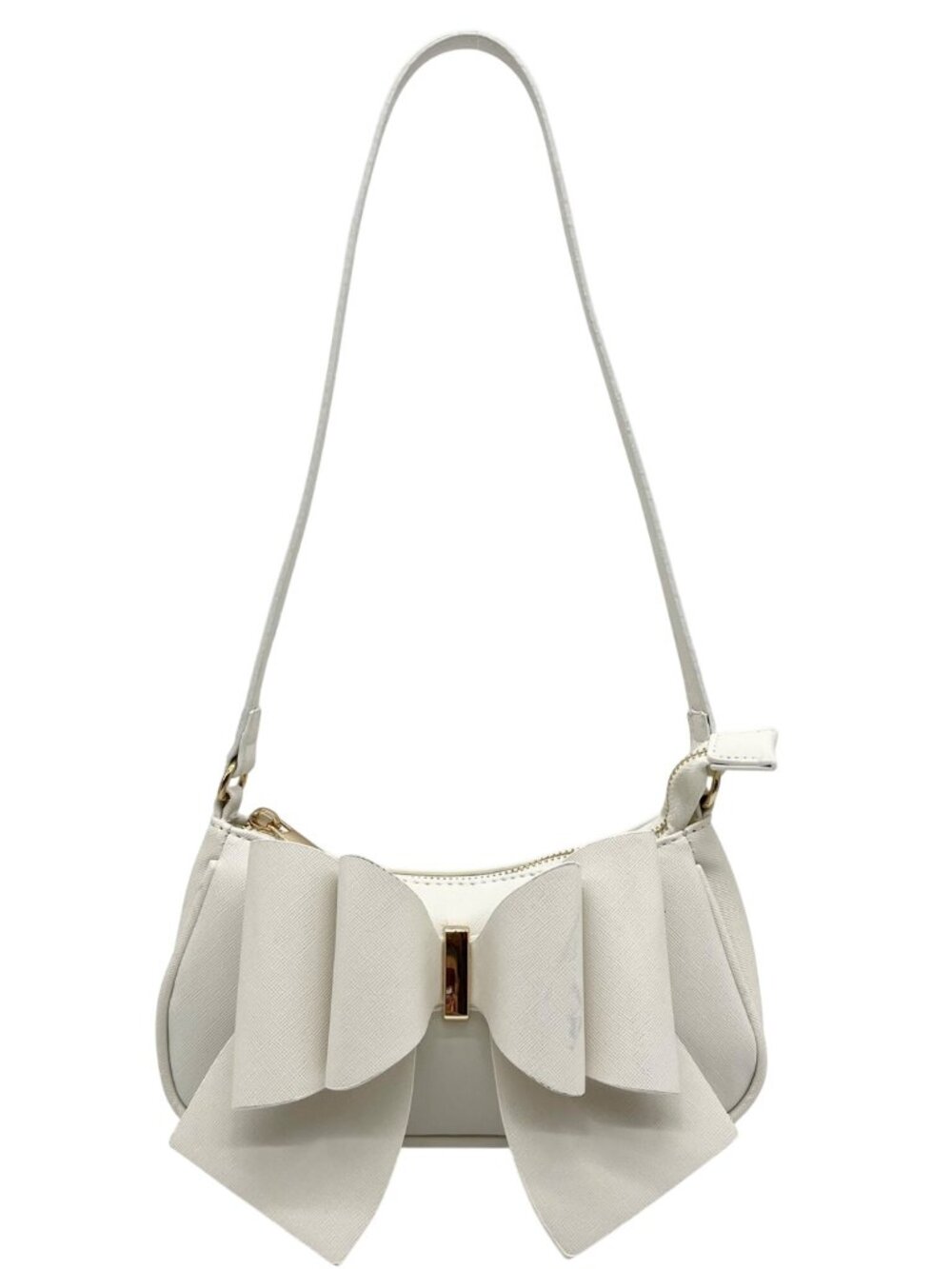 Like Dreams Off-White Bow Baguette Shoulder Bag
